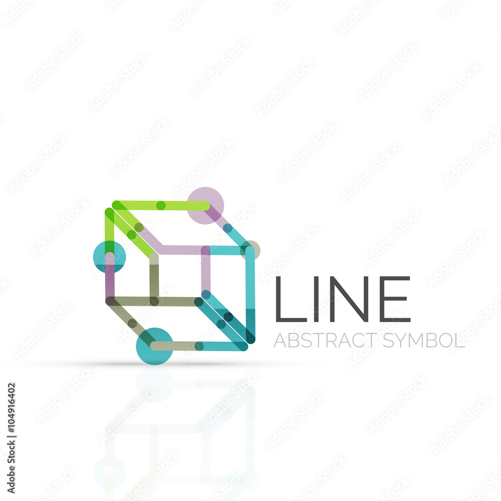 Linear abstract logo, connected multicolored segments of lines geometrical figure Linear abstract logo, connected multicolored segments of lines geometrical figure