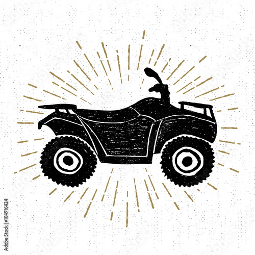 Hand drawn textured icon with quad bike vector illustration