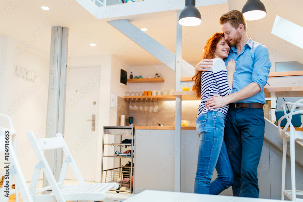 Happy couple after moving in Happy couple after moving in