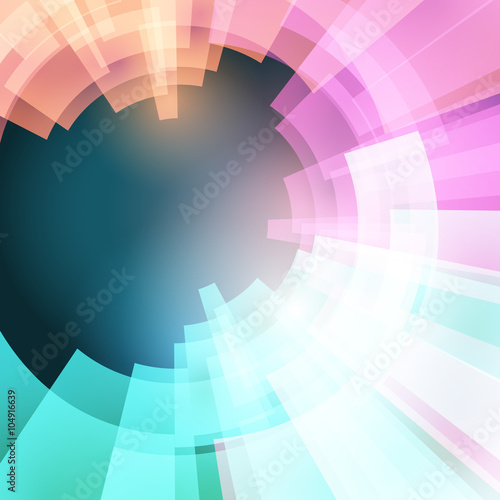 Techno vector wallpaper. Abstract future background. Decoration with electric light. Future presentation concept. Vibrant illustration. Presentation template with sample text. Circle graphic element.
