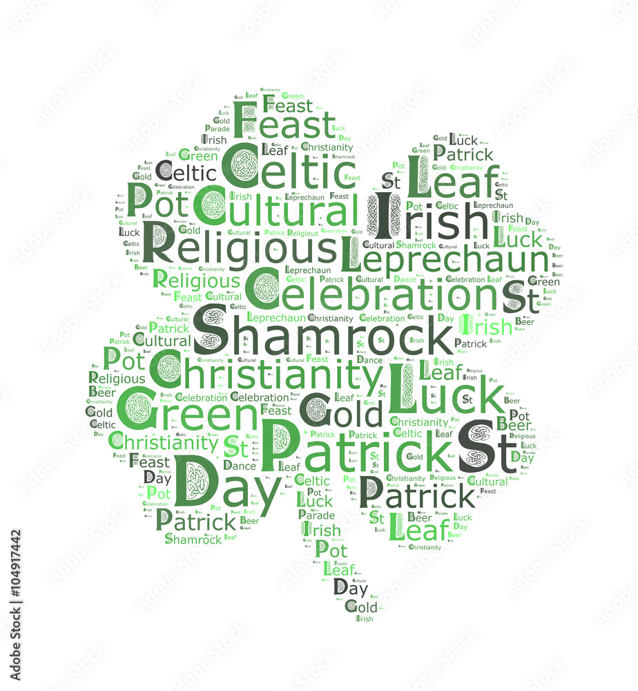 St. Patrick's day  word cloud, Celtic typography background