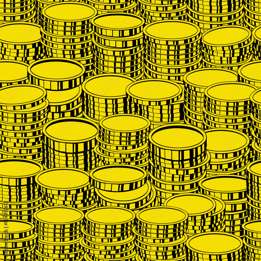 Сложенные в столбики золотые монеты, бесшовная текстура Векторный объект Stock