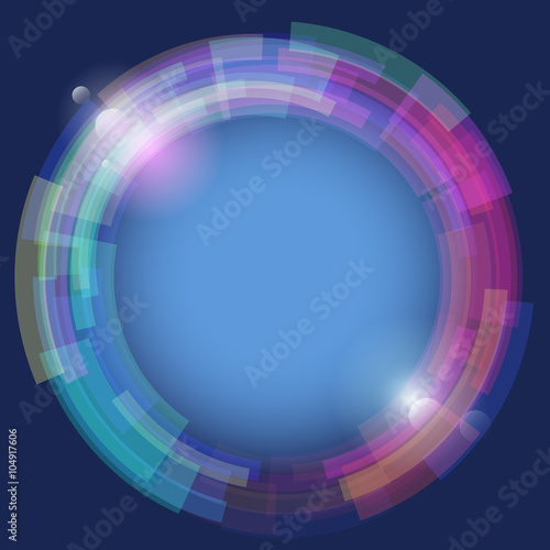 Techno vector wallpaper. Abstract future background. Decoration with electric light. Future presentation concept. Vibrant illustration. Presentation template with sample text. Circle graphic element.