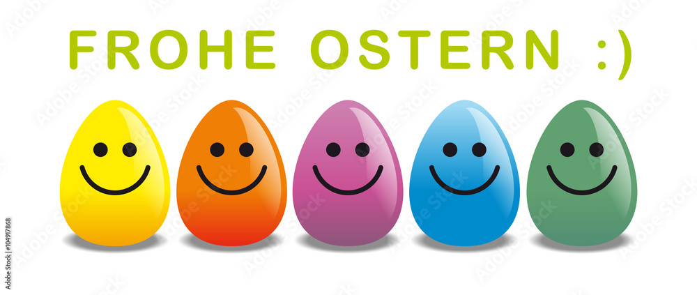 Frohe Ostern mit Smiley-Ostereier Stock-Illustration | Adobe Stock