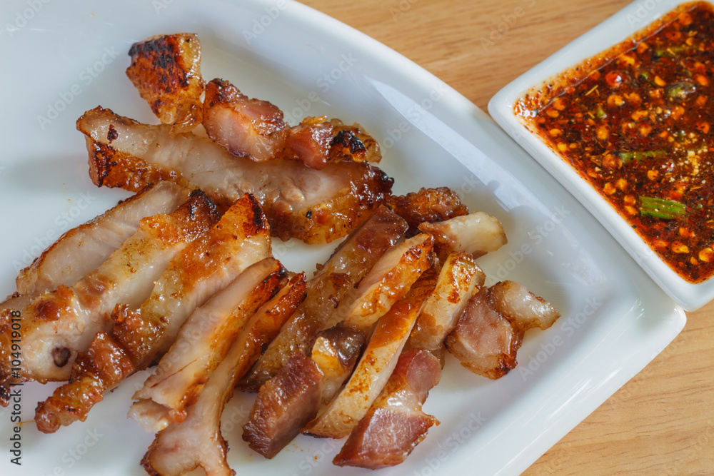 Grill neck pork and spicy sauce Grill neck pork and spicy sauce