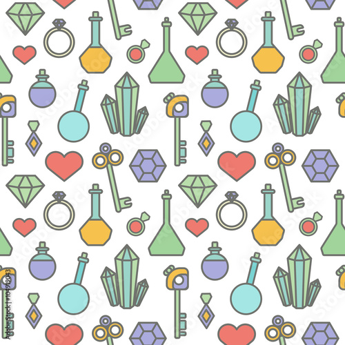Seamless pattern. Fantasy role-playing game icons. Vector illustration.