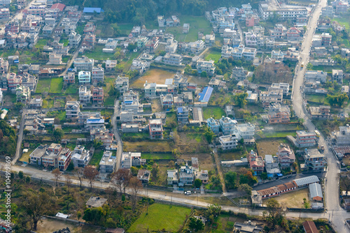 Suburbs of Pokhara aerial view