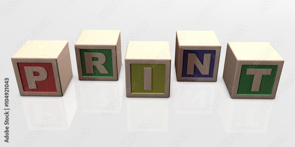 PRINT written with wooden blocks PRINT written with wooden blocks