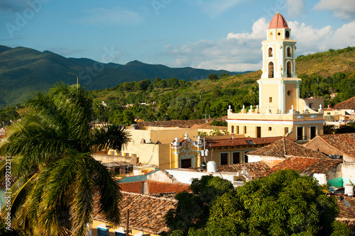 Photography Famous Cuban city Trinidad with old church tower Convent of Sain