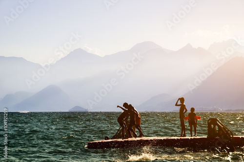 Children on the beach photo