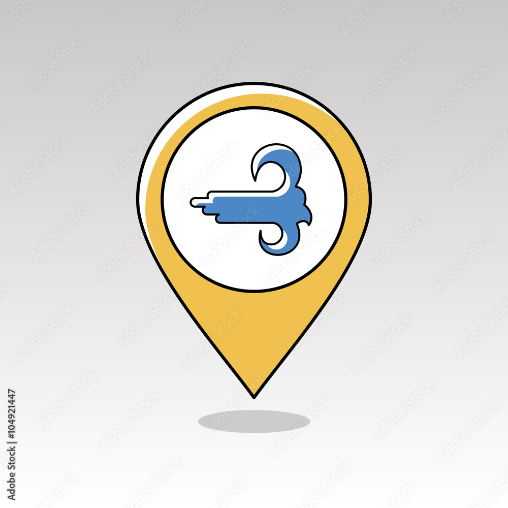 High Wind pin map icon. Meteorology. Weather High Wind pin map icon. Meteorology. Weather