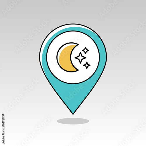 Moon and stars pin map icon. Meteorology. Weather Free Download Moon and stars pin map icon. Meteorology. Weather - GFXLoad