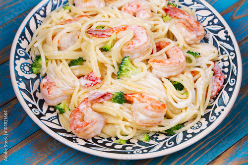 Creamy Shrimp and broccoli Spaghetti