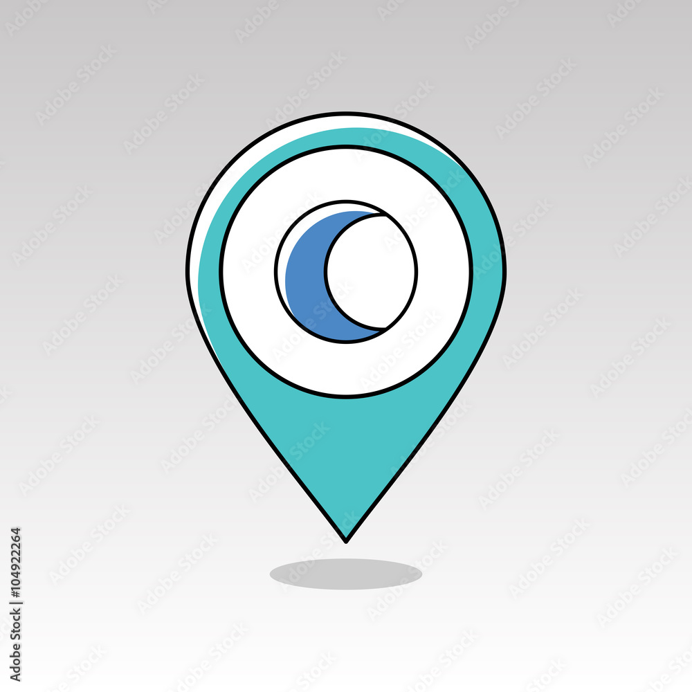 Young Moon outline pin map icon. Weather Young Moon outline pin map icon. Weather