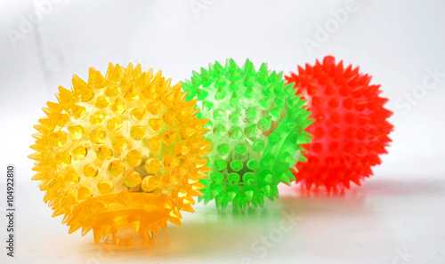 soft rubber toy balls with thorns. color concept photo