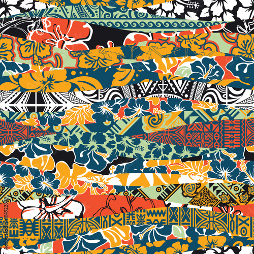 Hawaiian patchwork wallpaper vector seamless pattern