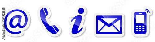 Contact Us – Set of blue sticker icons