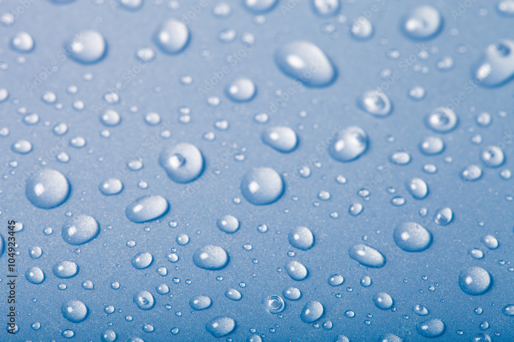 Drops of water on a color background. Shallow depth of field. Se