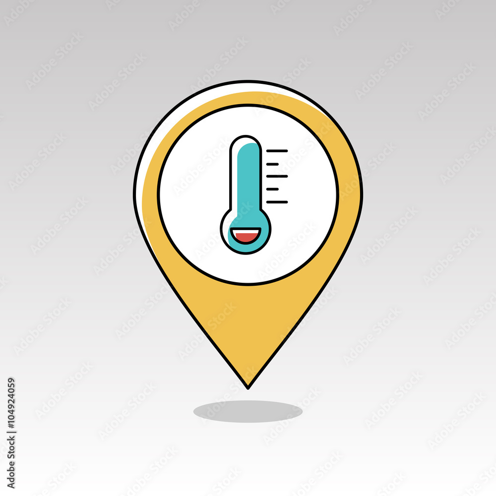 Thermometer Frost Cold pin map icon. Weather Thermometer Frost Cold pin map icon. Weather
