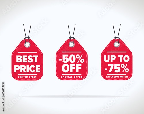 Sale tag vector isolated. Sale sticker with special advertisement offer. Best price tag. Half price tag. 