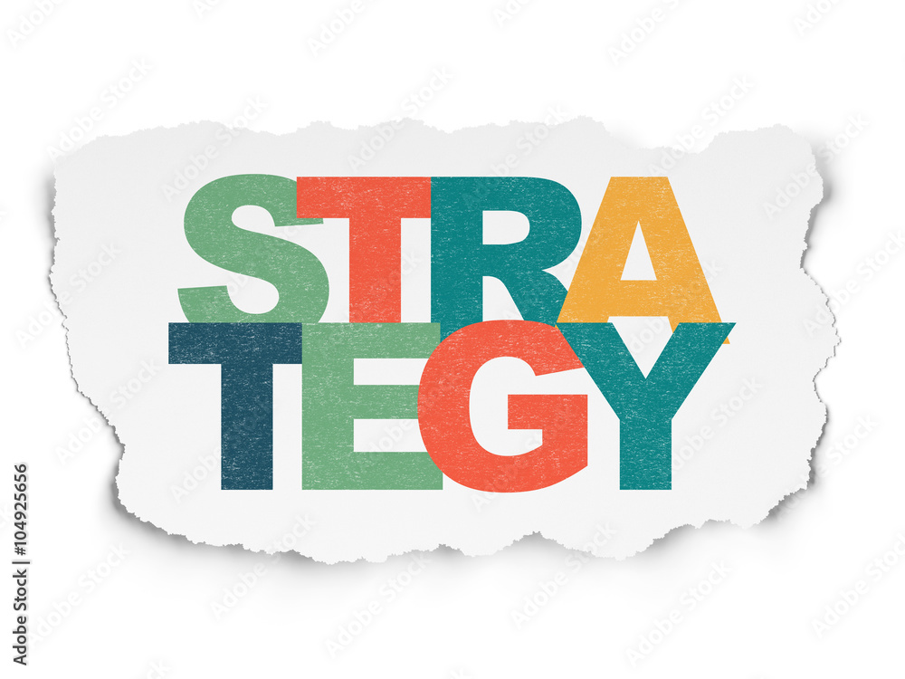 Finance concept: Strategy on Torn Paper background Finance concept: Strategy on Torn Paper background