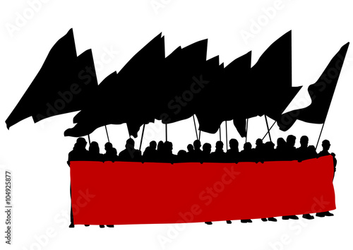Group of people with flags on white background