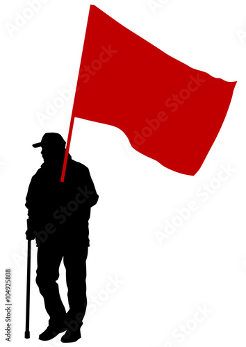 Group of people with flags on white background