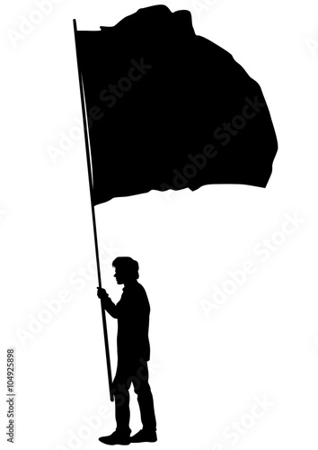 Group of people with flags on white background