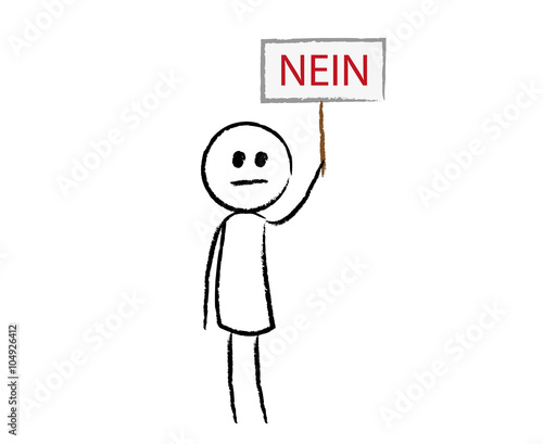 Person hält ein Schild mit der Aufschrift NEIN