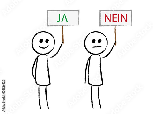 Personen mit Schildern JA und NEIN
