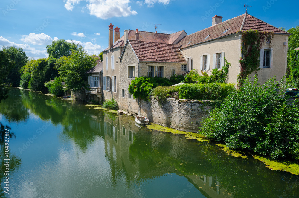 Noyers, FRANCE - CIRCA AUGUST 2015:: Ancient architecture of Noyers, Burgundy, France.