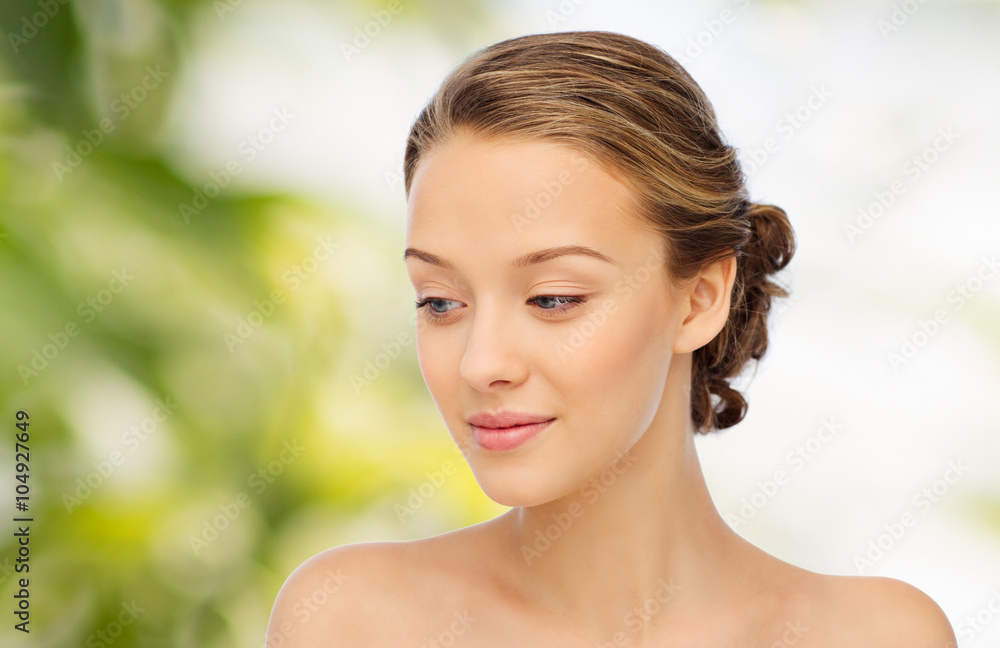 smiling young woman face and shoulders smiling young woman face and shoulders