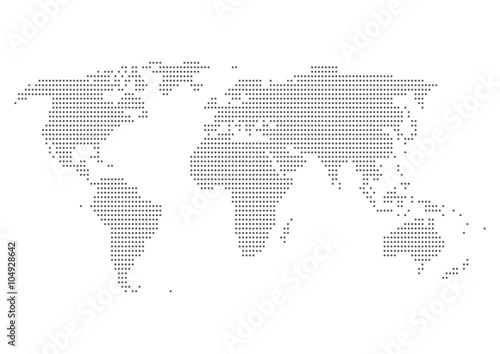 世界地図のイラスト: 黒グラデーションドット