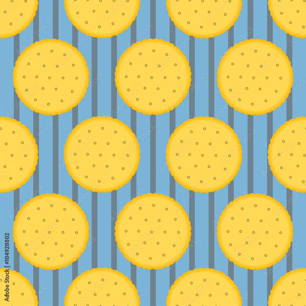 Fototapeta premium Seamless pattern of cookies on striped background