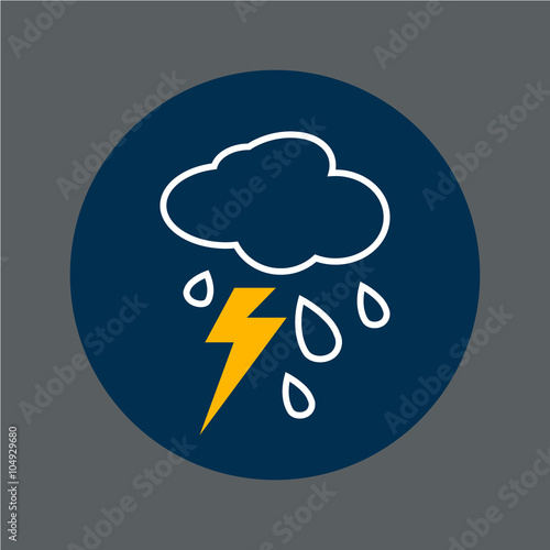 Stormy Weather Lightning Rain Button Icon Line Design