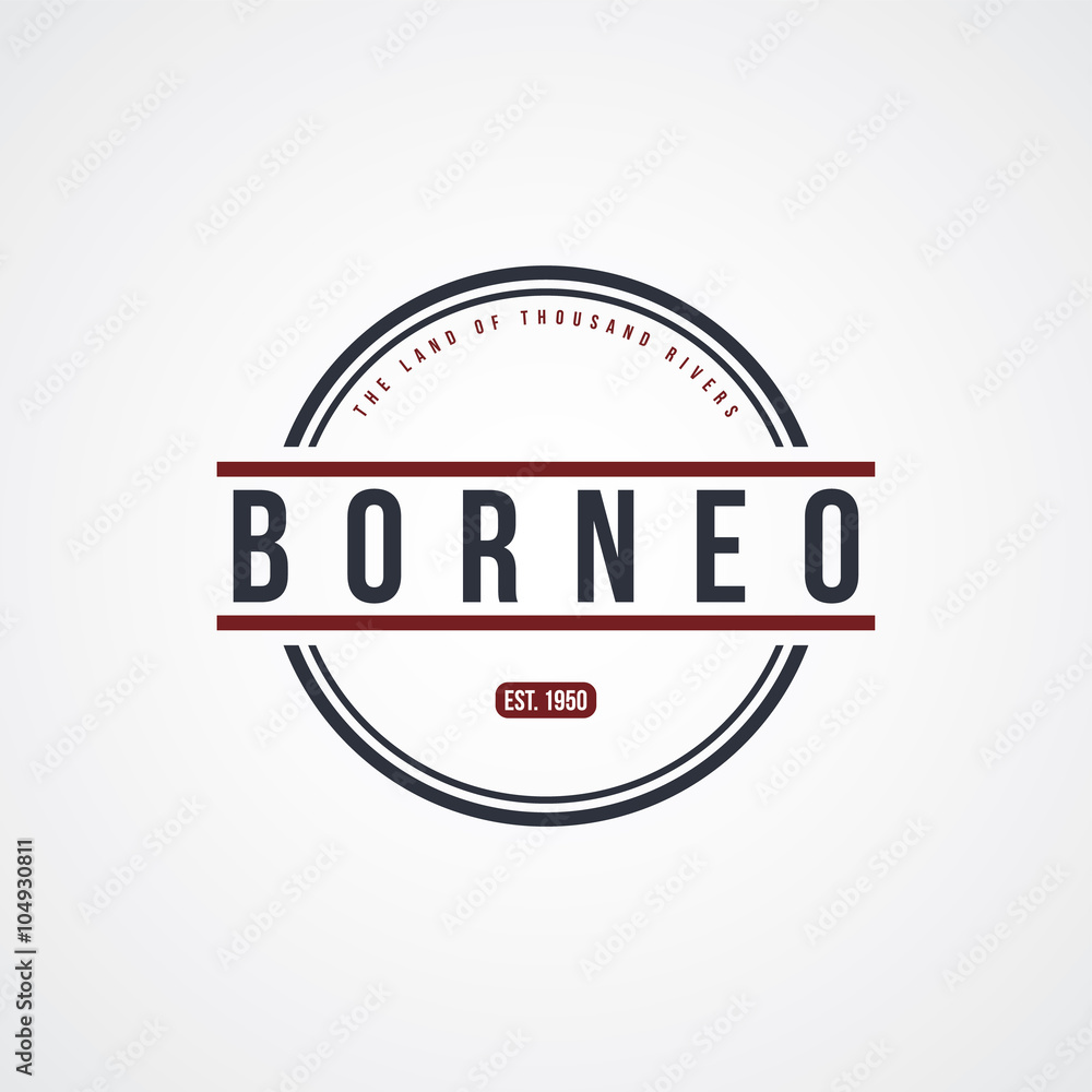 borneo badge indonesia label theme