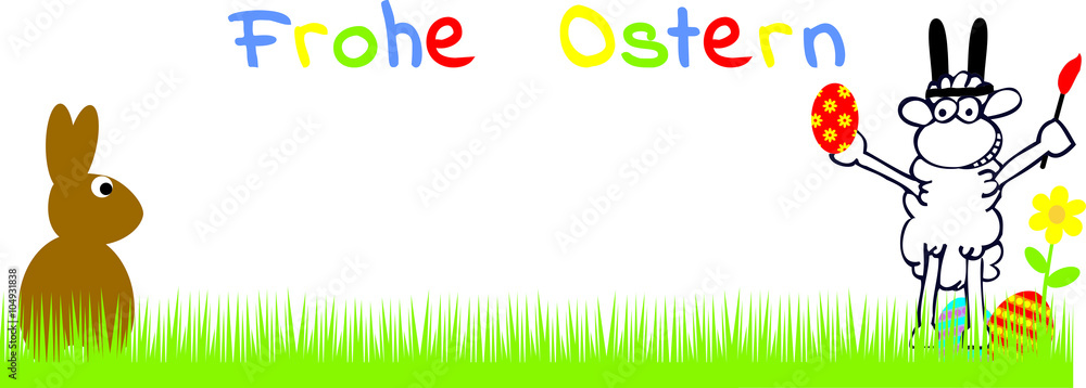 Fototapeta premium Schaf spielt Osterhase 