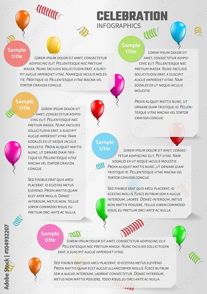 Naklejka premium celebration infographics with balloons