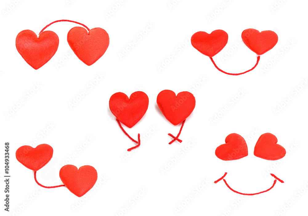 set of Two red hearts in love set of Two red hearts in love