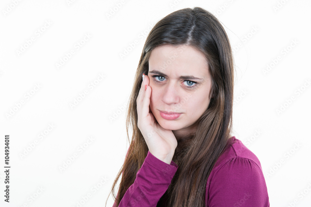 Young woman is having a toothache .Toothache Young woman is having a toothache .Toothache