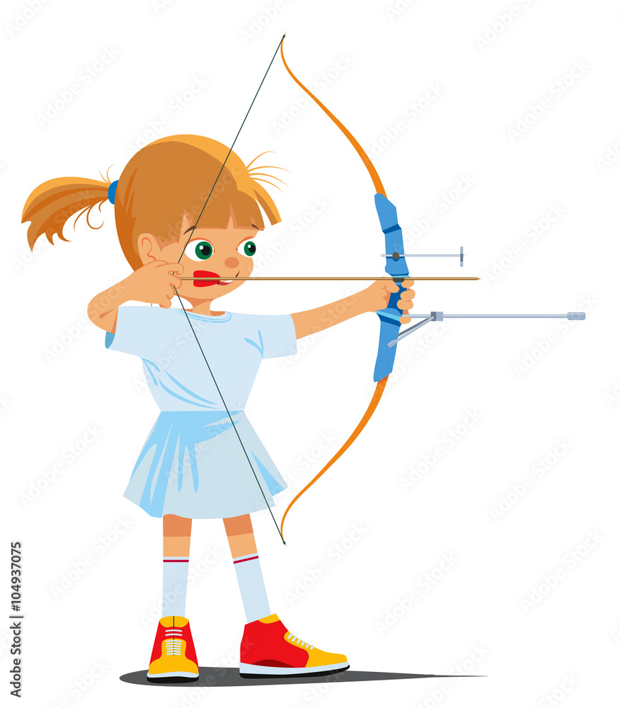 Little girl is engaged in a sports archery Little girl is engaged in a sports archery