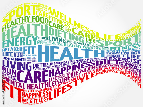 Health word cloud background, health concept