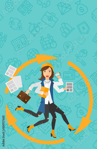 Woman coping with multitasking.