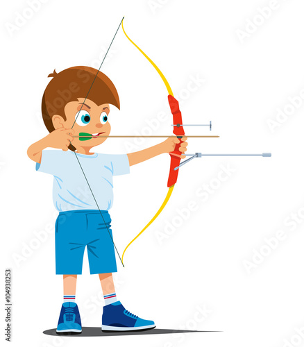 Boy is engaged in a sports archery