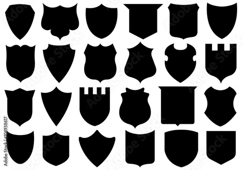 Set of different shields isolated on white
