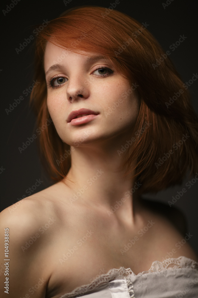 Fototapeta premium beautiful red haired girl portrait