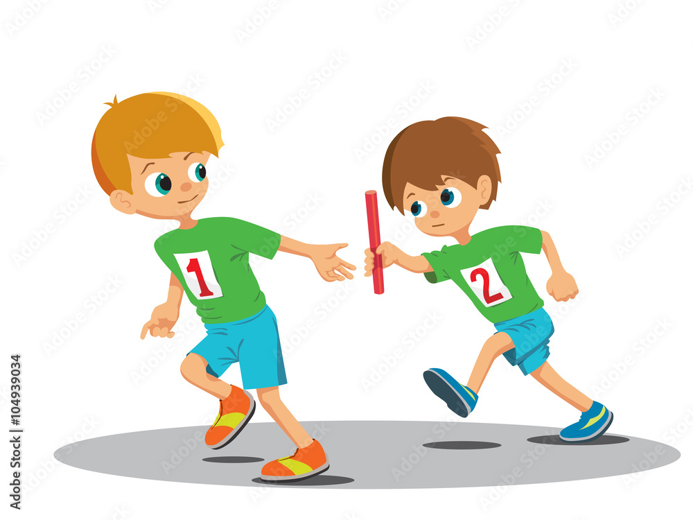 Two boys involved in the relay