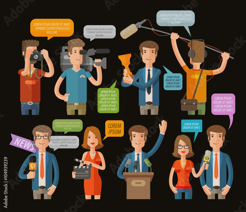 media, television or journalism icons set. vector illustration