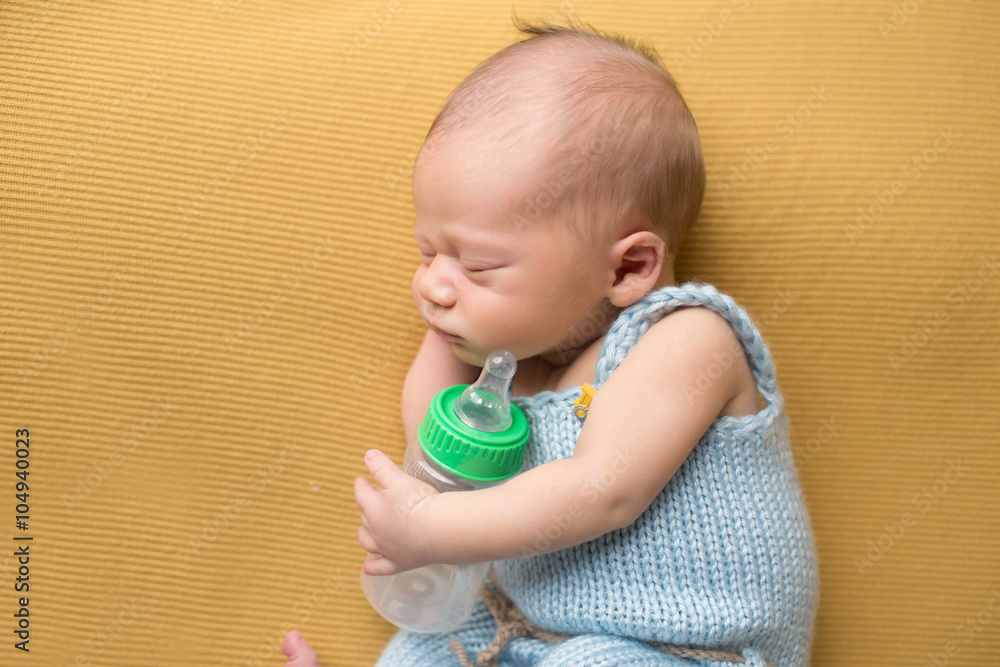 Newborn Baby Sleeping with Bottle Newborn Baby Sleeping with Bottle