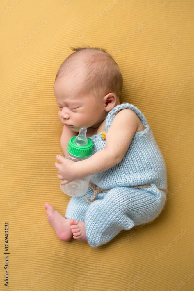 Newborn Baby Sleeping with Bottle Newborn Baby Sleeping with Bottle